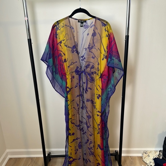 Colorful Clubz Collection Maxi Full Length Kaftan Vacation Beach Coverup Small - Picture 1 of 6